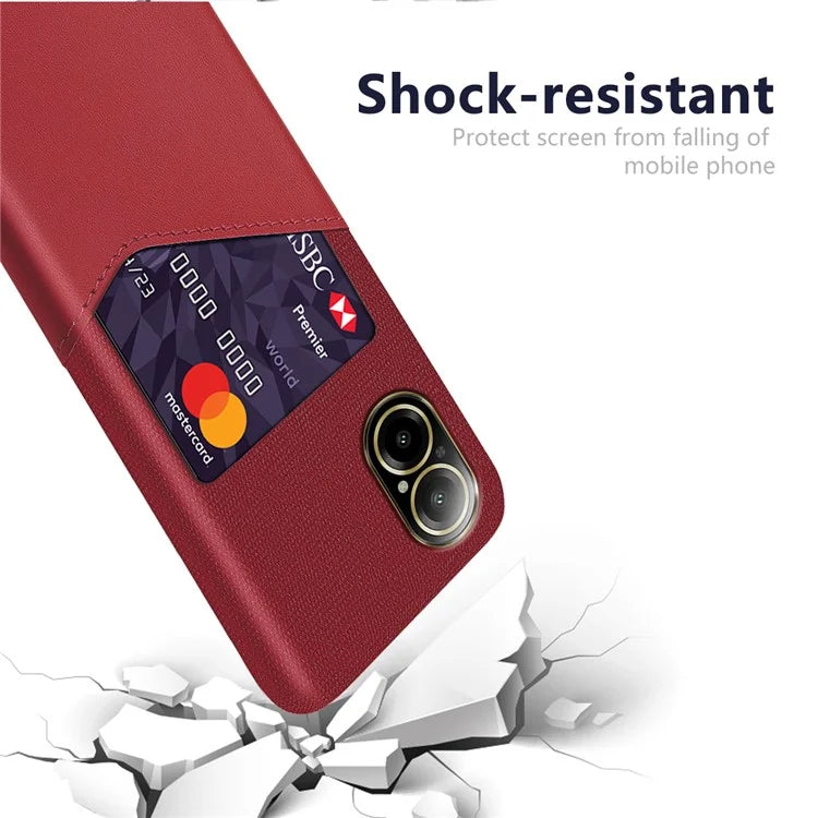 For Realme C67 4G Case Card Slot PU Leather+PC Phone Back Cover