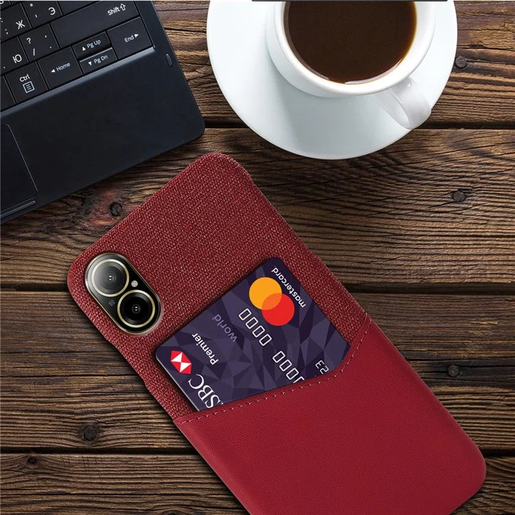 For Realme C67 4G Case Card Slot PU Leather+PC Phone Back Cover