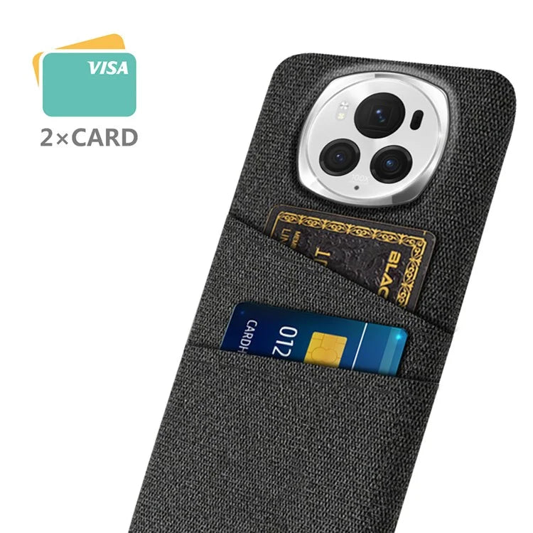 For Honor Magic6 Pro 5G Cloth Texture Phone Case Dual Card Holder PC Cover