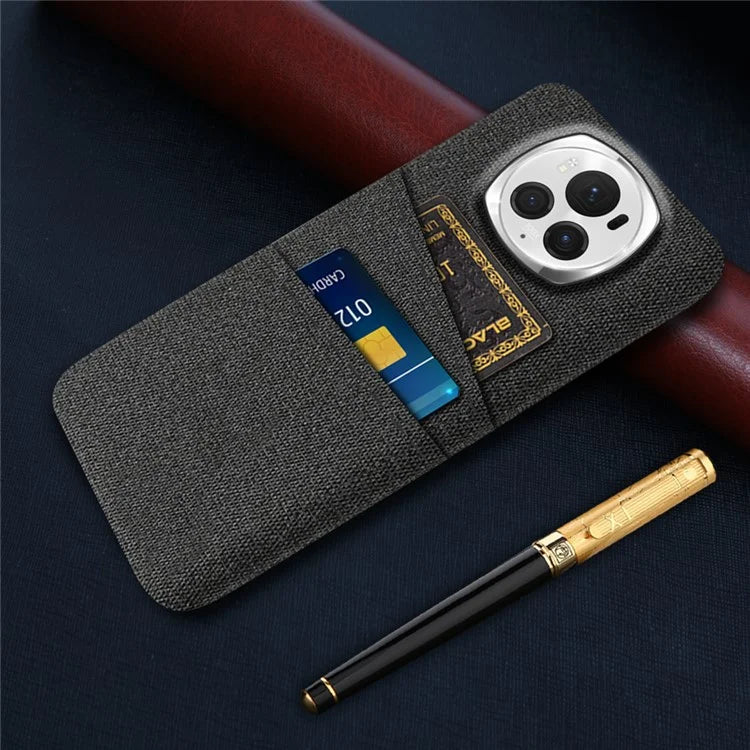 For Honor Magic6 Pro 5G Cloth Texture Phone Case Dual Card Holder PC Cover