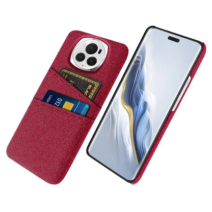 For Honor Magic6 Pro 5G Cloth Texture Phone Case Dual Card Holder PC Cover