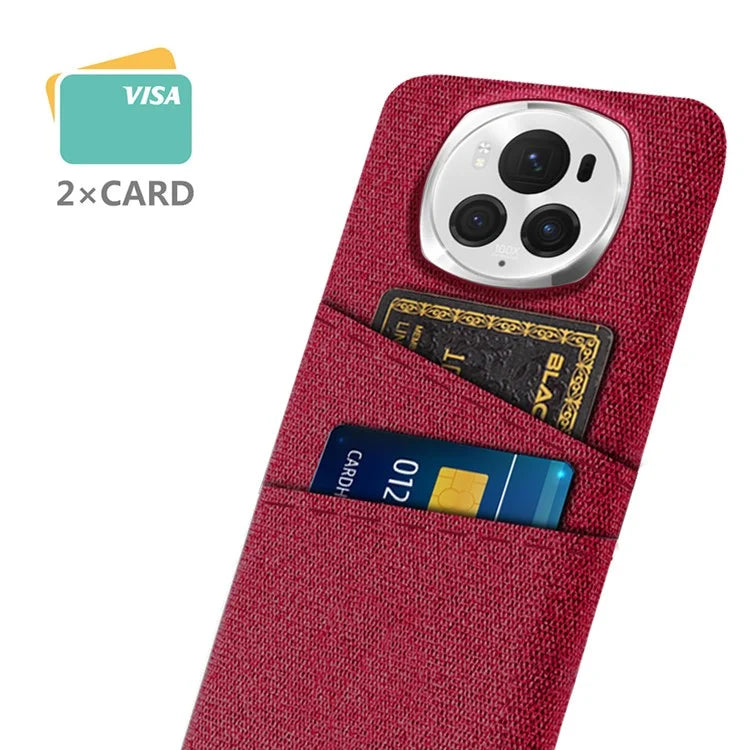 For Honor Magic6 Pro 5G Cloth Texture Phone Case Dual Card Holder PC Cover
