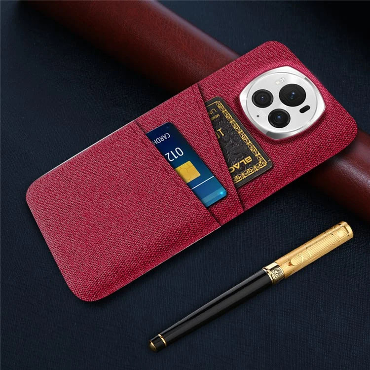 For Honor Magic6 Pro 5G Cloth Texture Phone Case Dual Card Holder PC Cover