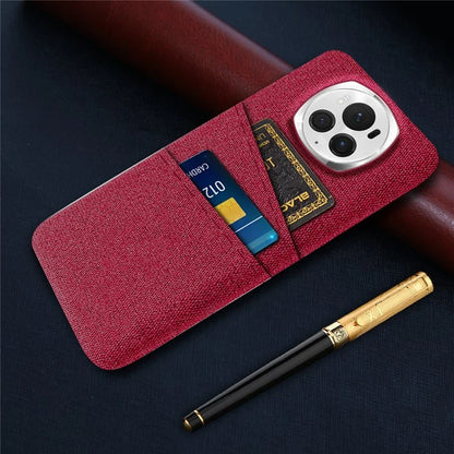 For Honor Magic6 Pro 5G Cloth Texture Phone Case Dual Card Holder PC Cover