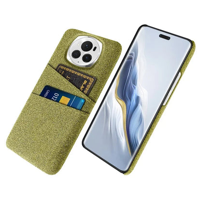 For Honor Magic6 Pro 5G Cloth Texture Phone Case Dual Card Holder PC Cover