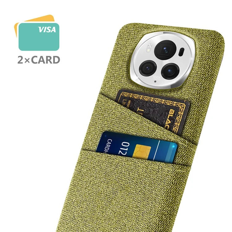 For Honor Magic6 Pro 5G Cloth Texture Phone Case Dual Card Holder PC Cover