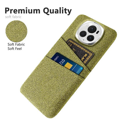 For Honor Magic6 Pro 5G Cloth Texture Phone Case Dual Card Holder PC Cover