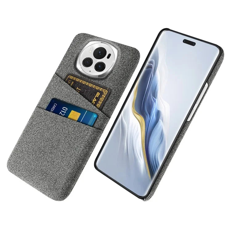 For Honor Magic6 Pro 5G Cloth Texture Phone Case Dual Card Holder PC Cover