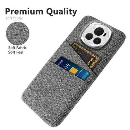 For Honor Magic6 Pro 5G Cloth Texture Phone Case Dual Card Holder PC Cover
