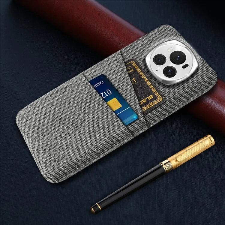 For Honor Magic6 Pro 5G Cloth Texture Phone Case Dual Card Holder PC Cover
