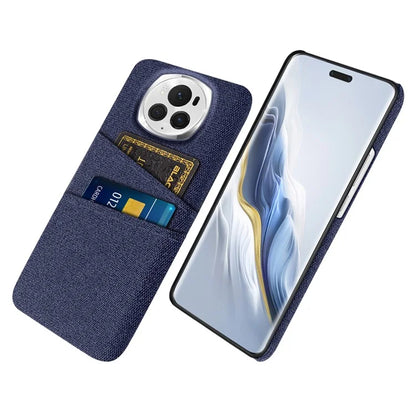 For Honor Magic6 Pro 5G Cloth Texture Phone Case Dual Card Holder PC Cover