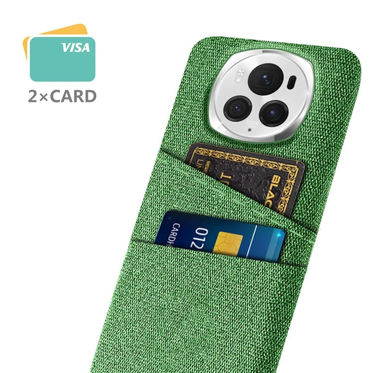 For Honor Magic6 Pro 5G Cloth Texture Phone Case Dual Card Holder PC Cover