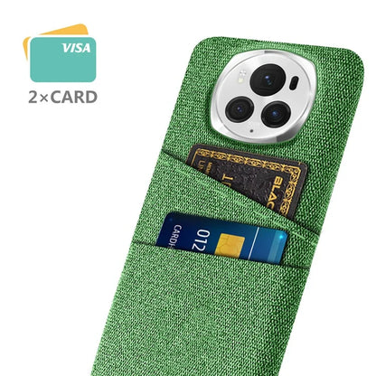 For Honor Magic6 Pro 5G Cloth Texture Phone Case Dual Card Holder PC Cover