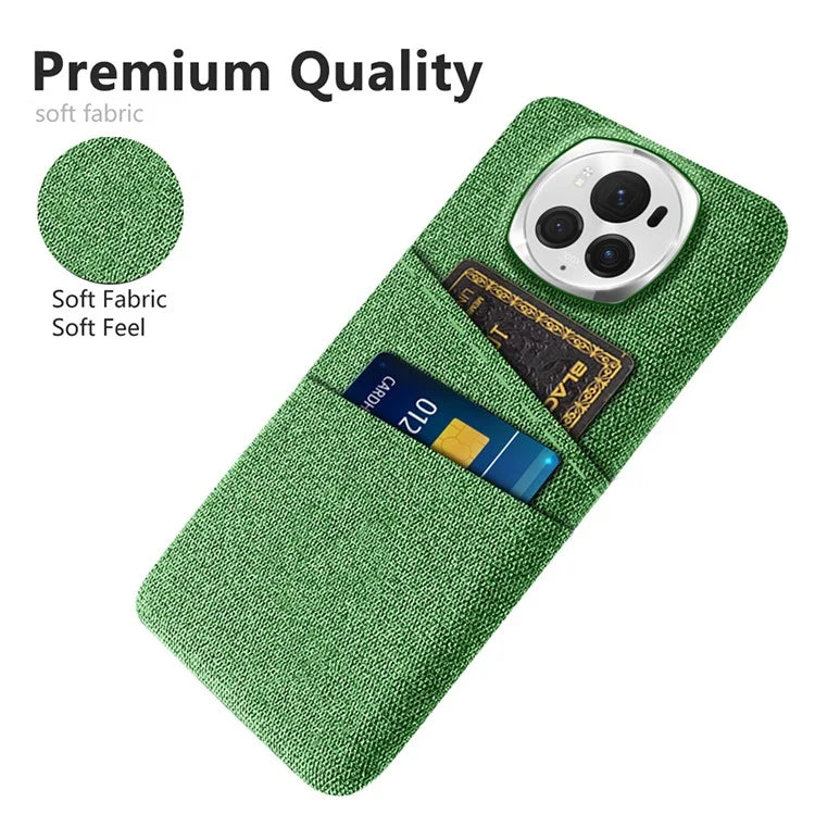 For Honor Magic6 Pro 5G Cloth Texture Phone Case Dual Card Holder PC Cover