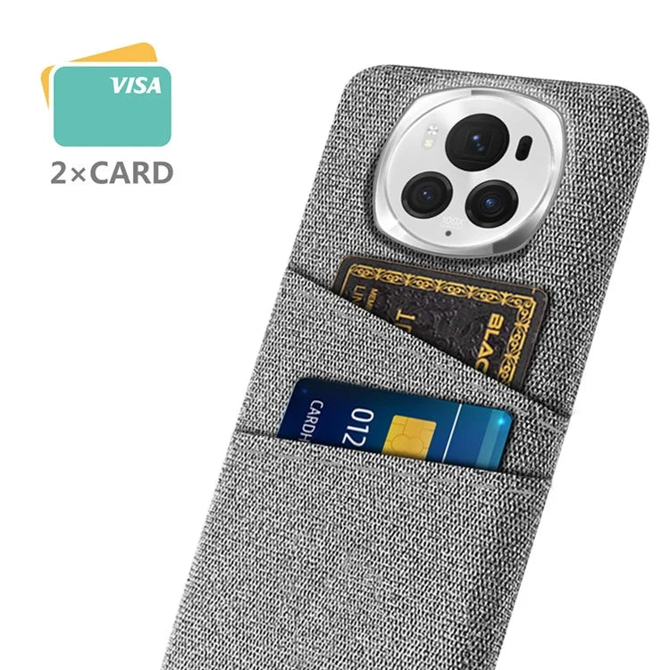 For Honor Magic6 Pro 5G Cloth Texture Phone Case Dual Card Holder PC Cover