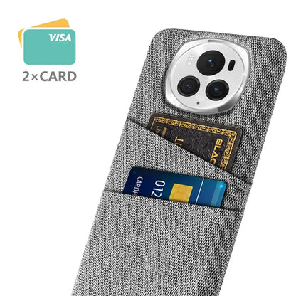 For Honor Magic6 Pro 5G Cloth Texture Phone Case Dual Card Holder PC Cover