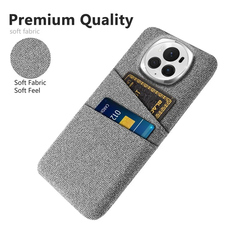 For Honor Magic6 Pro 5G Cloth Texture Phone Case Dual Card Holder PC Cover