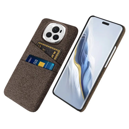 For Honor Magic6 Pro 5G Cloth Texture Phone Case Dual Card Holder PC Cover