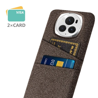 For Honor Magic6 Pro 5G Cloth Texture Phone Case Dual Card Holder PC Cover