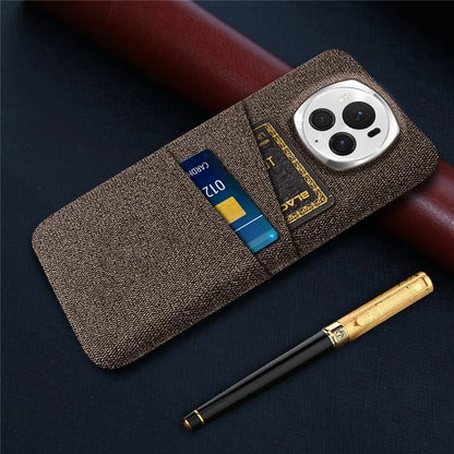 For Honor Magic6 Pro 5G Cloth Texture Phone Case Dual Card Holder PC Cover