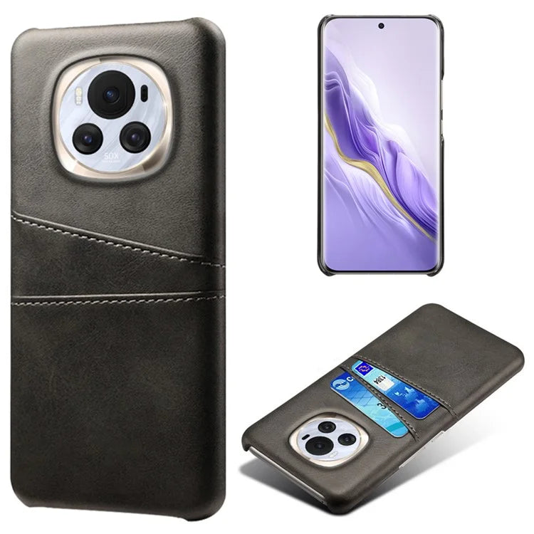 For Honor Magic6 5G Case Leather+PC Dual Card Holder Protective Shell