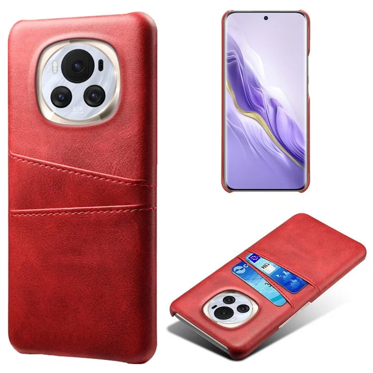For Honor Magic6 5G Case Leather+PC Dual Card Holder Protective Shell