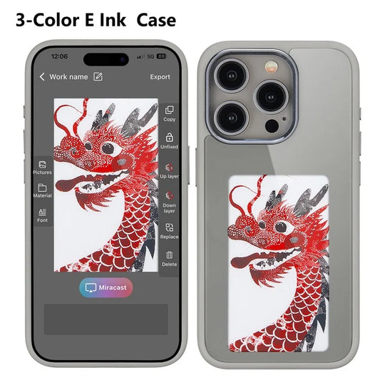 E Ink Screen Case for iPhone 15 Pro Max NFC Custom Image Display