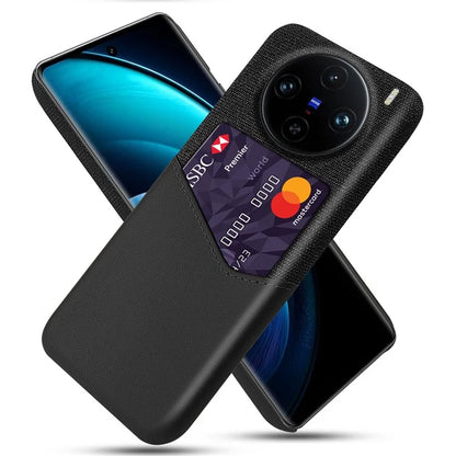For vivo X100 Pro 5G Protective Case with Card Holder PU Leather+PC Scratch Resistant