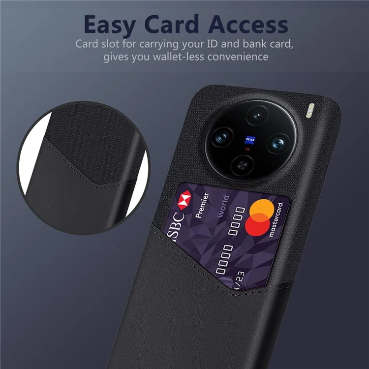 For vivo X100 Pro 5G Protective Case with Card Holder PU Leather+PC Scratch Resistant