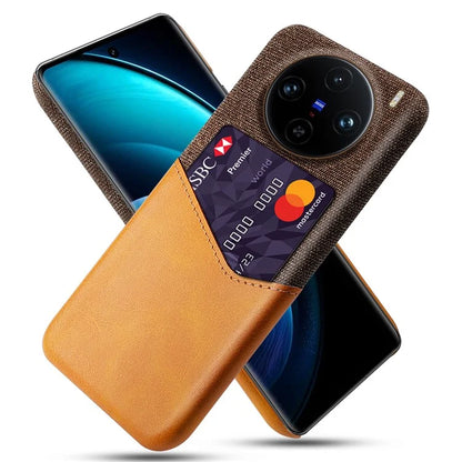 For vivo X100 Pro 5G Protective Case with Card Holder PU Leather+PC Scratch Resistant