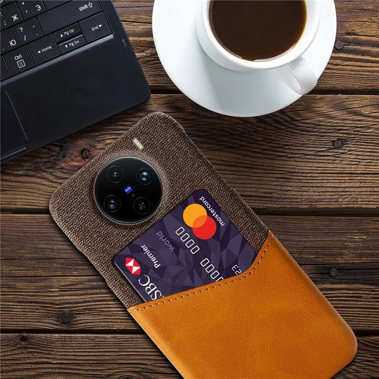 For vivo X100 Pro 5G Protective Case with Card Holder PU Leather+PC Scratch Resistant