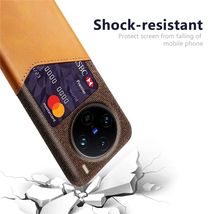 For vivo X100 Pro 5G Protective Case with Card Holder PU Leather+PC Scratch Resistant