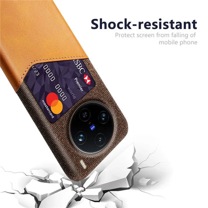 For vivo X100 Pro 5G Protective Case with Card Holder PU Leather+PC Scratch Resistant
