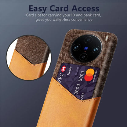 For vivo X100 Pro 5G Protective Case with Card Holder PU Leather+PC Scratch Resistant