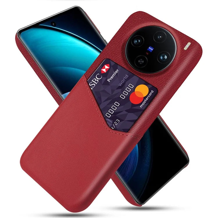 For vivo X100 Pro 5G Protective Case with Card Holder PU Leather+PC Scratch Resistant
