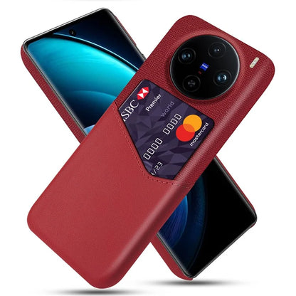 For vivo X100 Pro 5G Protective Case with Card Holder PU Leather+PC Scratch Resistant