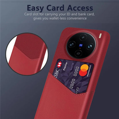 For vivo X100 Pro 5G Protective Case with Card Holder PU Leather+PC Scratch Resistant