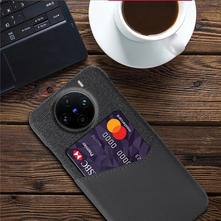 For vivo X100 Pro 5G Protective Case with Card Holder PU Leather+PC Scratch Resistant