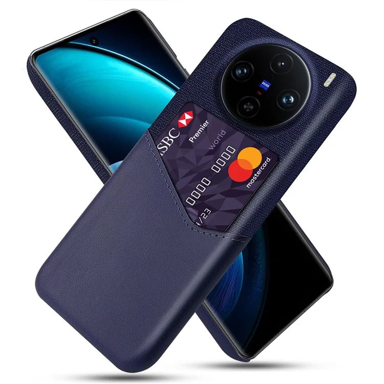 For vivo X100 Pro 5G Protective Case with Card Holder PU Leather+PC Scratch Resistant