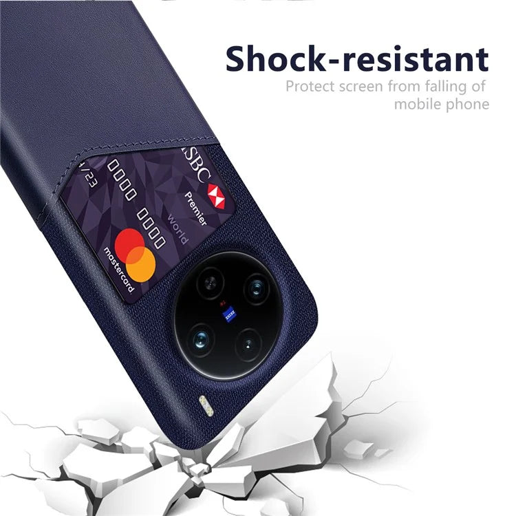 For vivo X100 Pro 5G Protective Case with Card Holder PU Leather+PC Scratch Resistant
