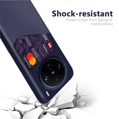 For vivo X100 Pro 5G Protective Case with Card Holder PU Leather+PC Scratch Resistant