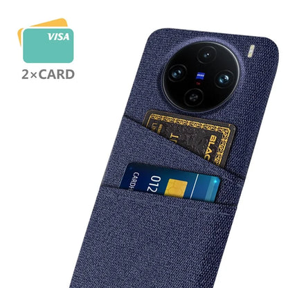For vivo X100 Pro 5G Cell Phone Case Dual Card Slots Hard PC Back Shell