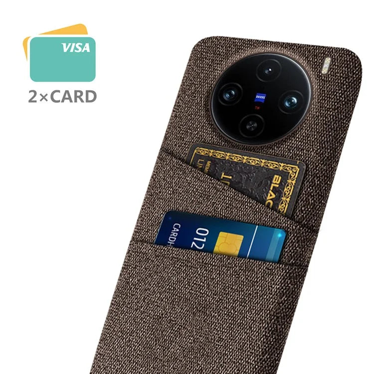 For vivo X100 Pro 5G Cell Phone Case Dual Card Slots Hard PC Back Shell