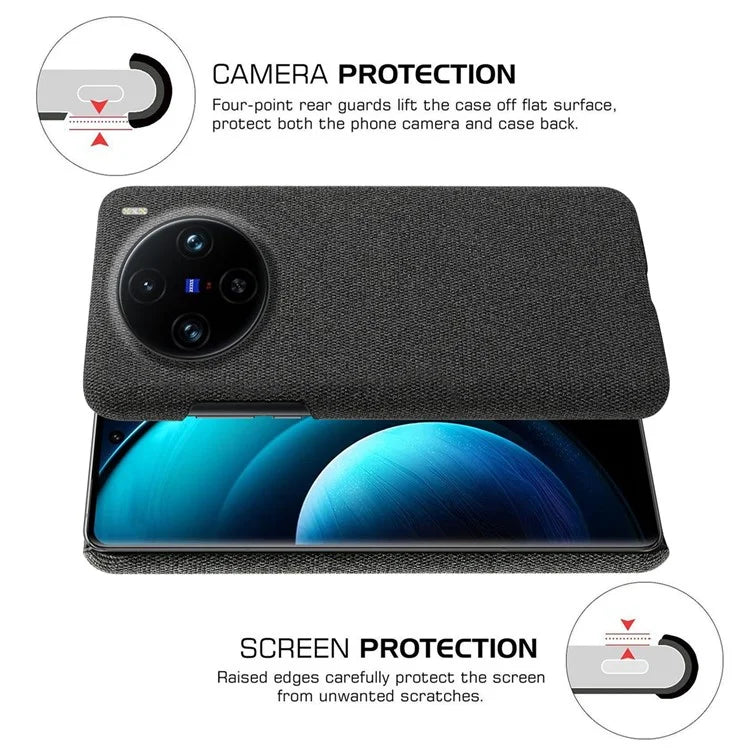 For vivo X100 Pro 5G Case PC+Cloth Shockproof Slim Phone Cover