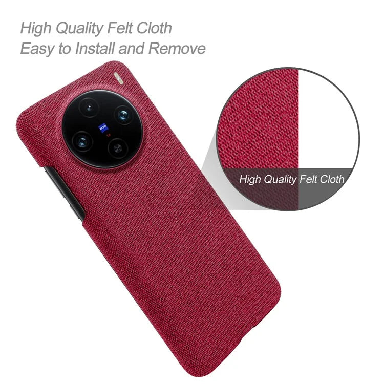 For vivo X100 Pro 5G Case PC+Cloth Shockproof Slim Phone Cover