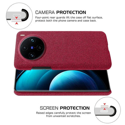 For vivo X100 Pro 5G Case PC+Cloth Shockproof Slim Phone Cover