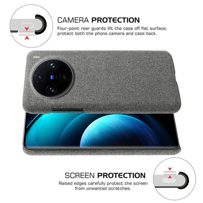 For vivo X100 Pro 5G Case PC+Cloth Shockproof Slim Phone Cover