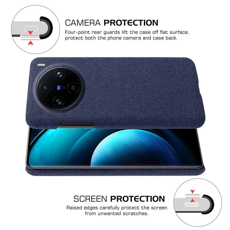 For vivo X100 Pro 5G Case PC+Cloth Shockproof Slim Phone Cover