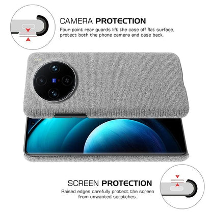 For vivo X100 Pro 5G Case PC+Cloth Shockproof Slim Phone Cover