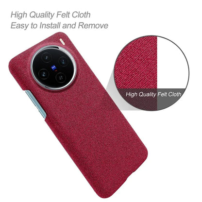 For vivo X100 5G Phone Case Cloth Texture Anti-slip Cover Solid Color